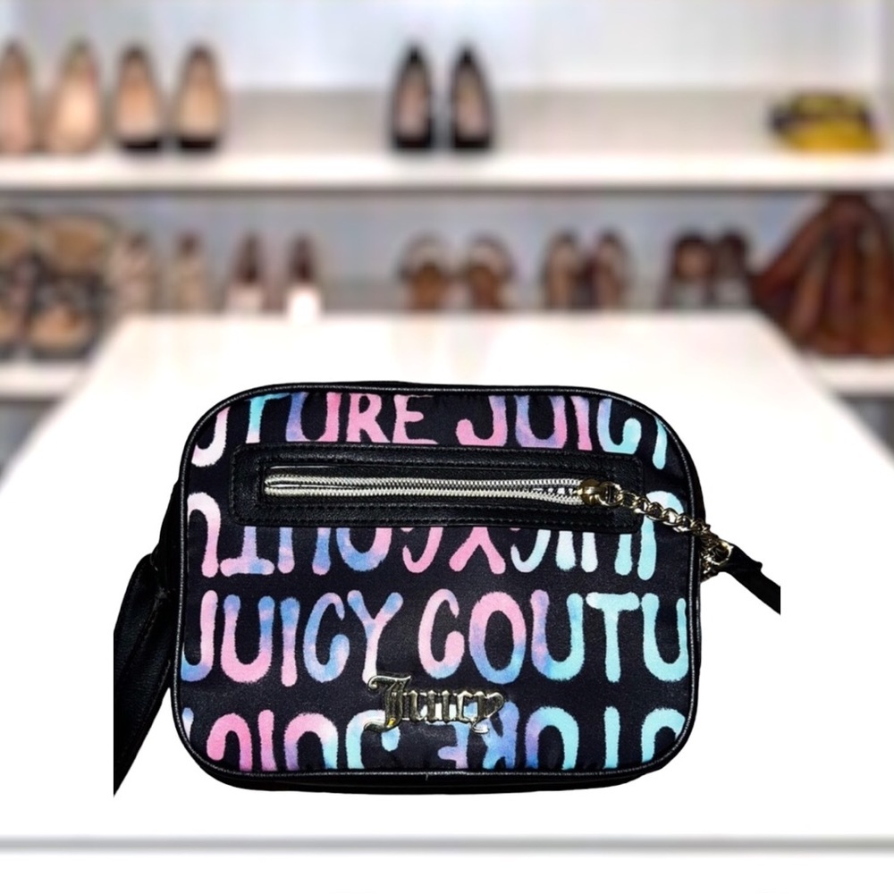 Juicy Couture Black Multi Chain Up Crossbody Camera Bag